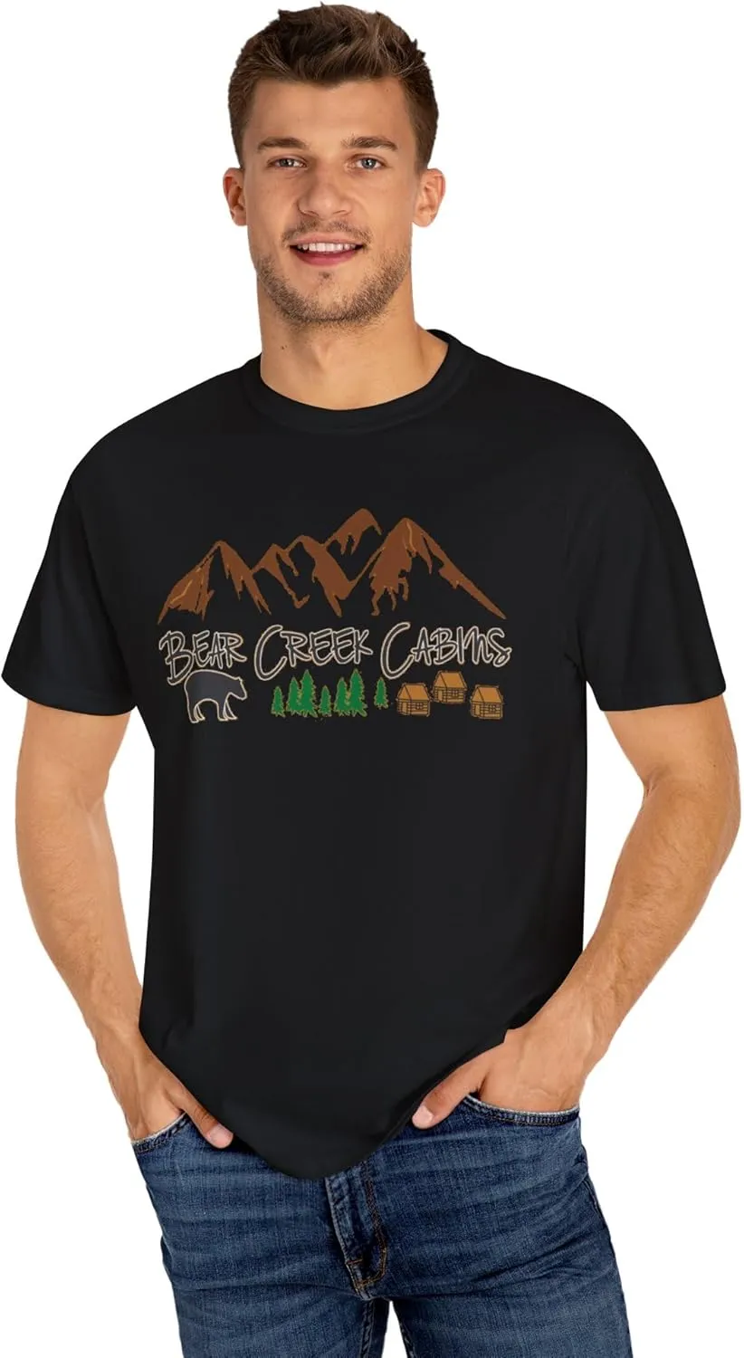 Bear Creek Cabins T-Shirt, Mountain Retreat Nature Tee, Rustic Lodge Outdoor Shirt, Wilderness Camping Top, Forest Adventure