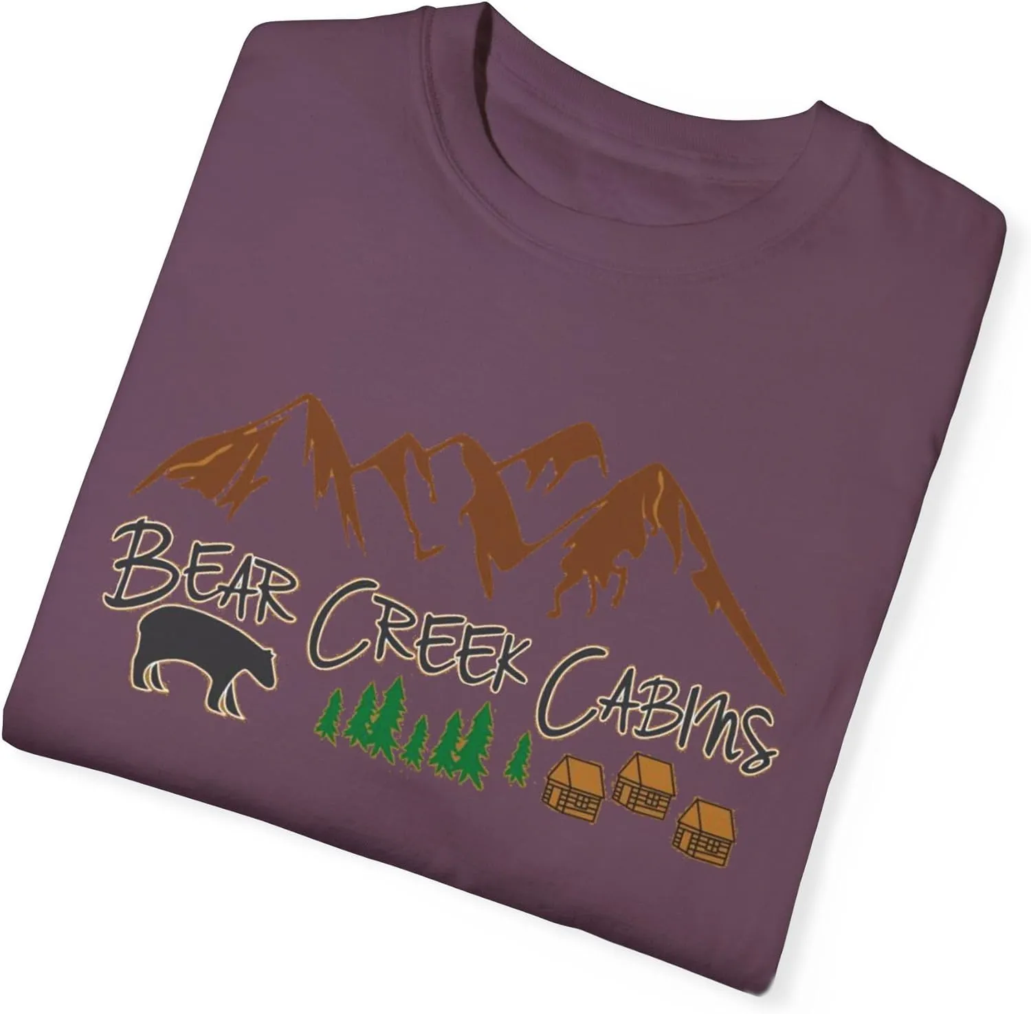 Bear Creek Cabins T-Shirt, Mountain Retreat Nature Tee, Rustic Lodge Outdoor Shirt, Wilderness Camping Top, Forest Adventure