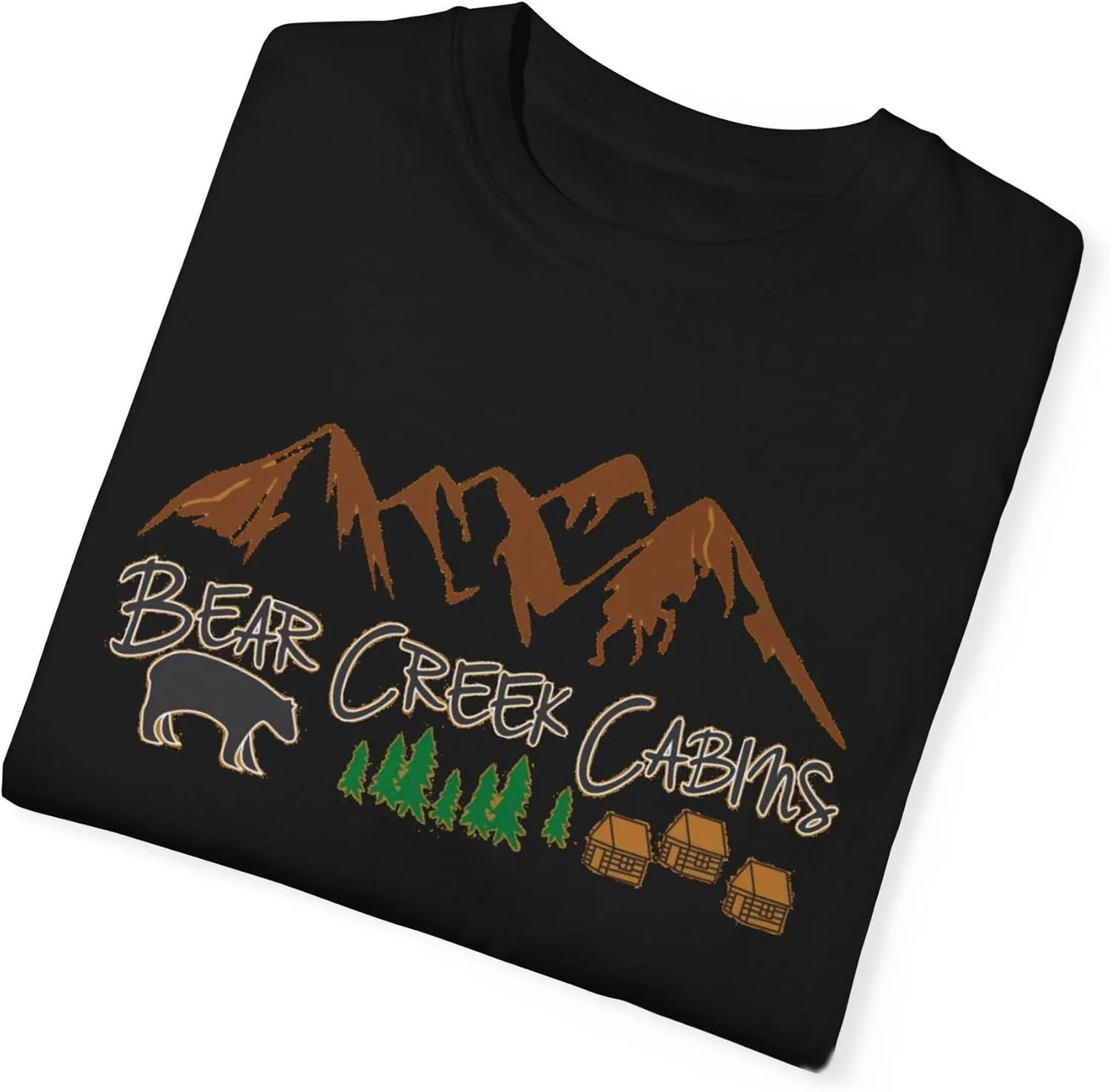 Bear Creek Cabins T-Shirt, Mountain Retreat Nature Tee, Rustic Lodge Outdoor Shirt, Wilderness Camping Top, Forest Adventure