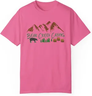 Bear Creek Cabins T-Shirt, Mountain Retreat Nature Tee, Rustic Lodge Outdoor Shirt, Wilderness Camping Top, Forest Adventure