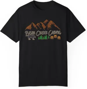 Bear Creek Cabins T-Shirt, Mountain Retreat Nature Tee, Rustic Lodge Outdoor Shirt, Wilderness Camping Top, Forest Adventure
