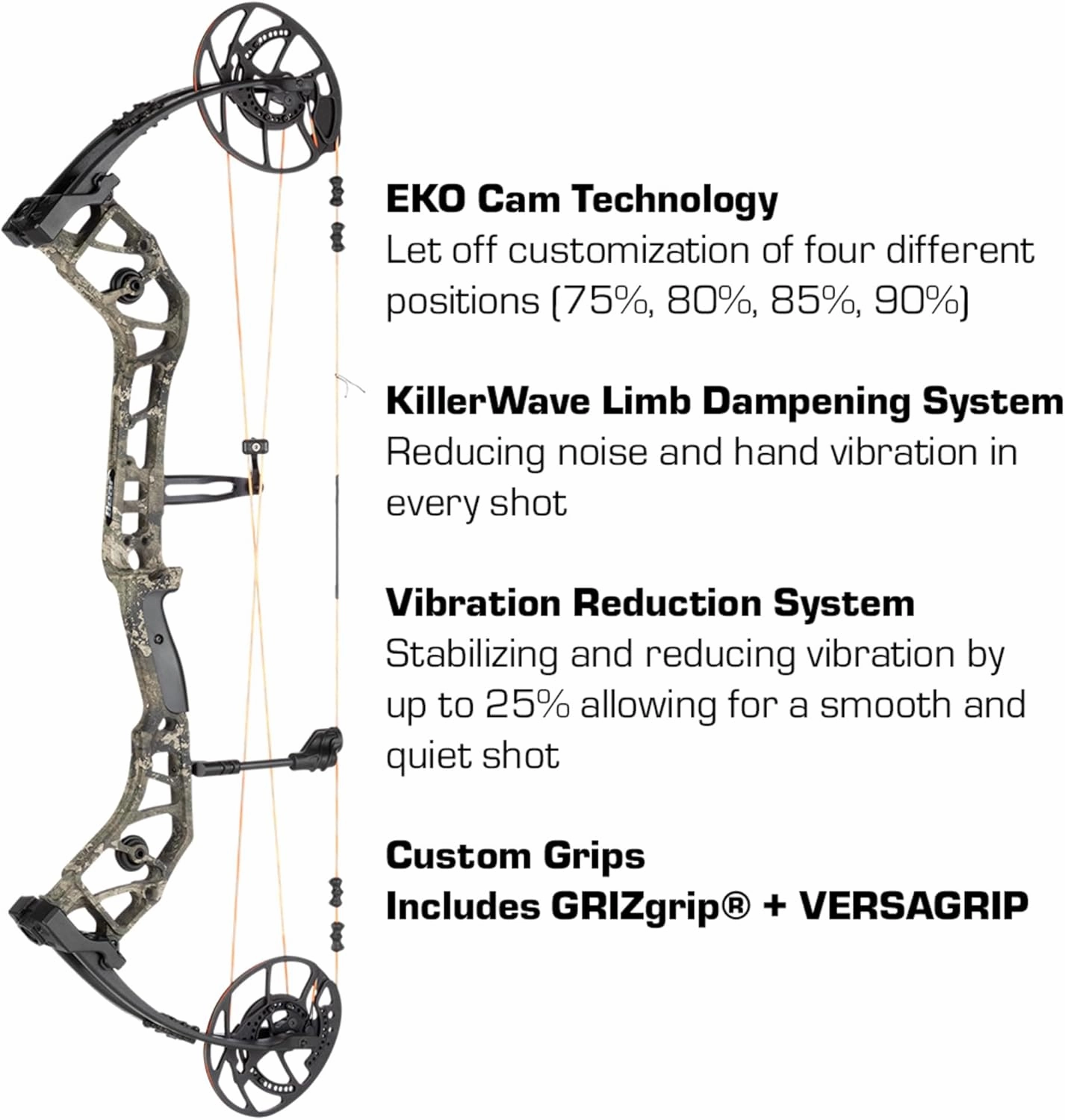 Bear Archery Escalate Adult Compound Bow Package, 26”- 30” Draw Length, 45-60 and 55-70 Lbs Draw Weight, Up to 339 FPS, Made in USA, Limited Life-Time Warranty