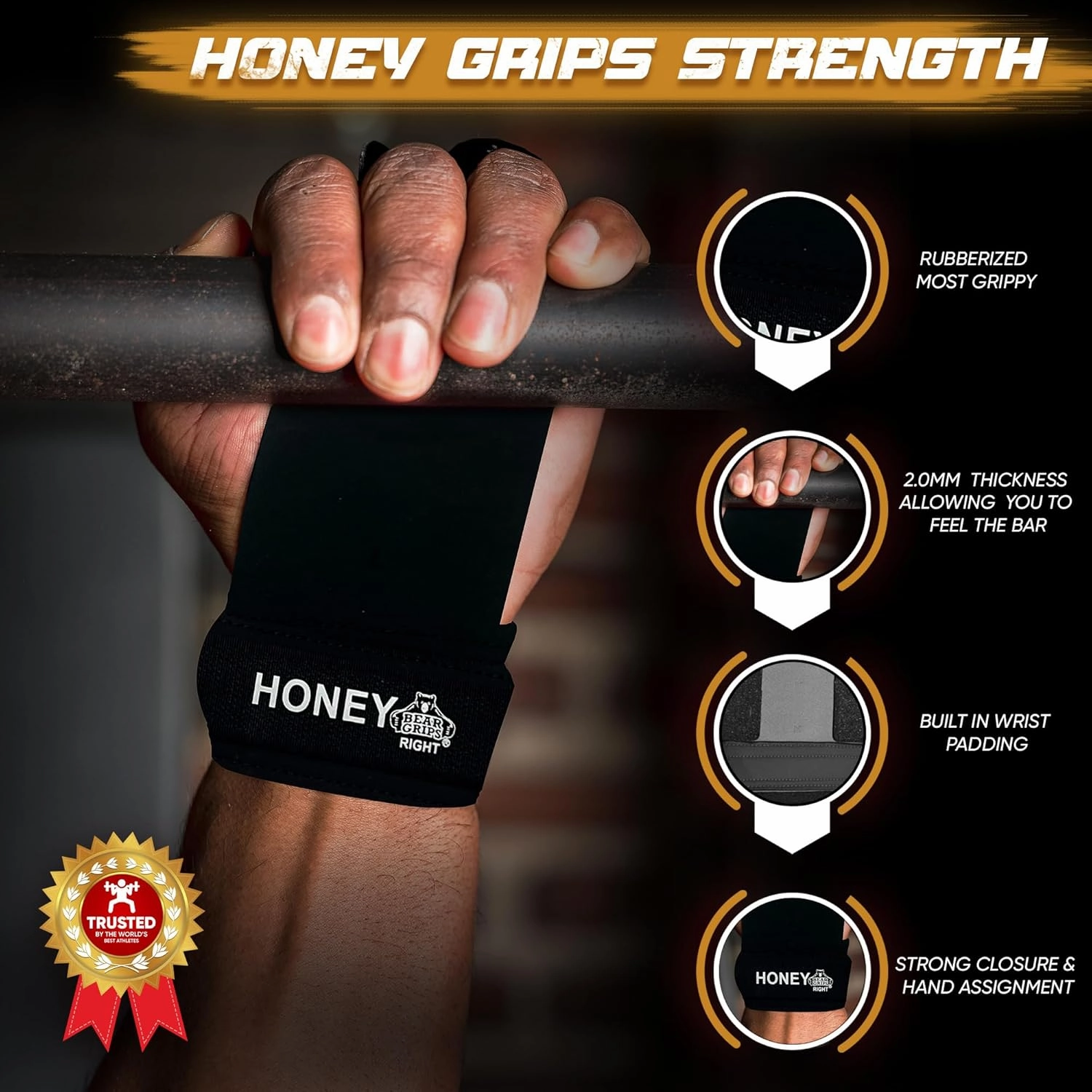 Bear Grips Two Hole Hand Grips, Three Hole Pull Up Grips, No Hole Wrist Grips, WOD Grips for Men and Women. Carbon Fiber Hands Grips, Titanium Hand Grips for Weight Lifting, Speed Pull Up Gloves Grip