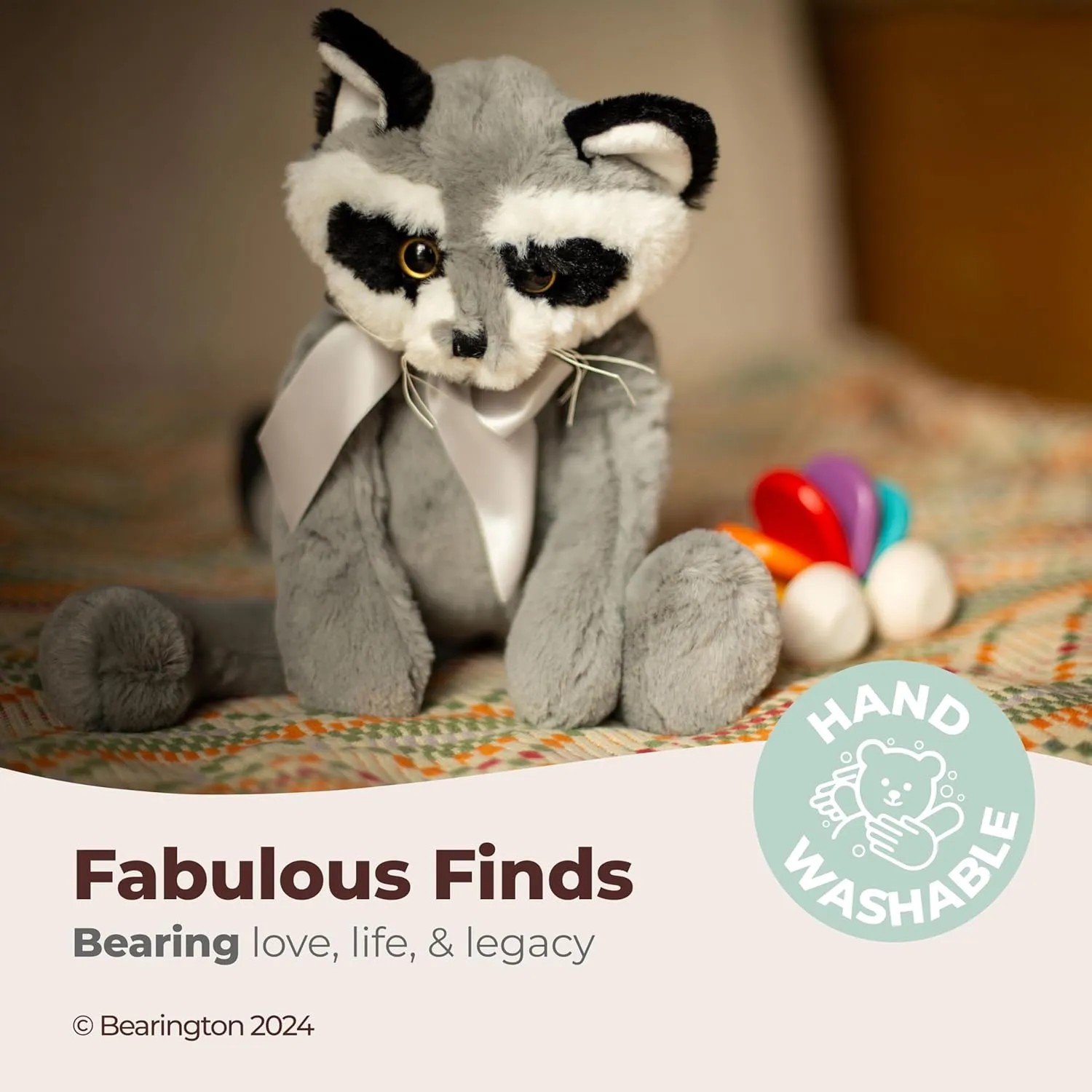 Bearington Camper Plush Raccoon Stuffed Animal, 16 inches - Weighted Stuffed Animals - Plush Toy