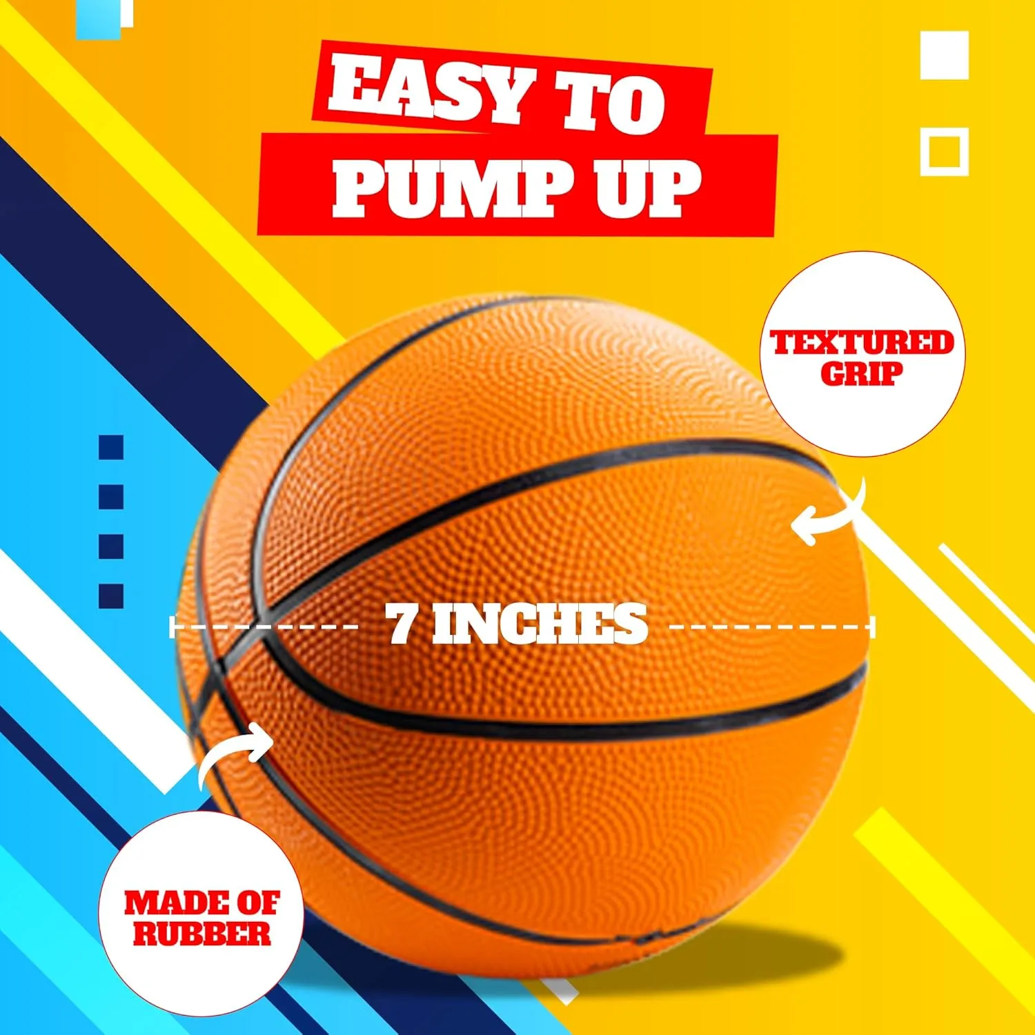 Bedwina Mini Basketballs - (2 or 4 Pack) - Rubber 7 Inch, Size 3 - Mini Hoop Outdoor Basketball Set for Small Hoops Indoor & Outdoor Pool Parties - Kids Birthday Gift, Arcade Games