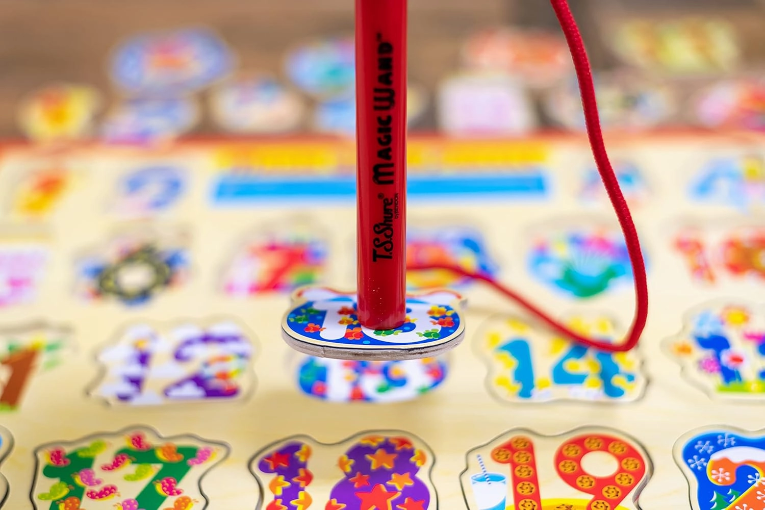 Bendon TS Shure Numbers Counting Educational Magic Wand Magnetic Puzzle with Wooden Tray and Magnetic Magic Wand Pre-School Kindergarten Learning 50478
