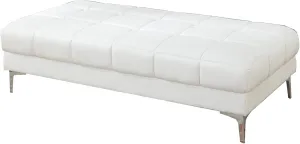 Benjara Benzara Modish Bonded Leather Ottoman, White,