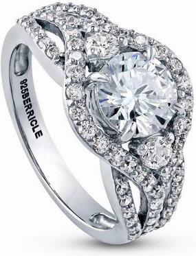 BERRICLE Sterling Silver 3-Stone Wedding Engagement Rings 1.25 Carat Round Cut Cubic Zirconia CZ Ring for Women, Rhodium Plated Size 4-10
