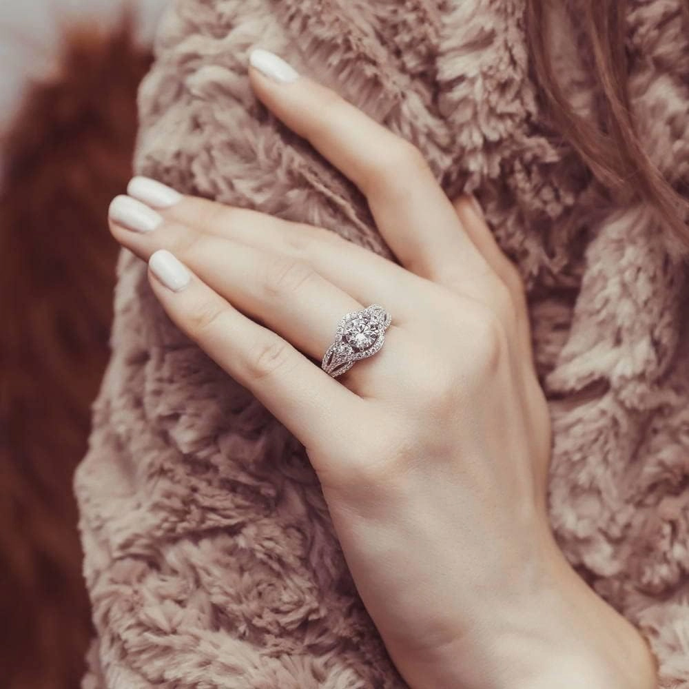 BERRICLE Sterling Silver 3-Stone Wedding Engagement Rings 1.25 Carat Round Cut Cubic Zirconia CZ Ring for Women, Rhodium Plated Size 4-10