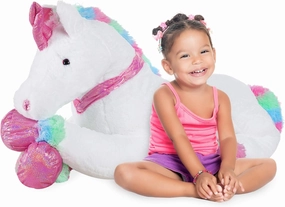 Best Choice Products 52in Kids Extra Large Plush Unicorn, Life-Size Stuffed Animal Toy w/Rainbow Details - Soft White Fur
