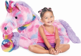 Best Choice Products 52in Kids Extra Large Plush Unicorn, Life-Size Stuffed Animal Toy w/Rainbow Details - Tie-Dye Faux Fur