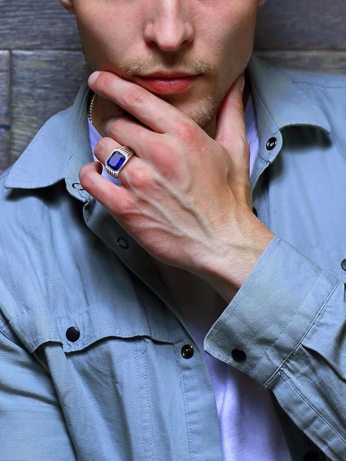Bestyle Chunky Signet Ring for Men, Stainless Steel/Black Ring Synthetic Gemstone Band Ring Biker Ring for Men, Thumb Pinky Ring Mens Fashion Ring Jewelry Size 7-14, Gift Package