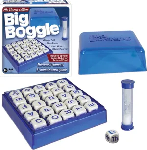 Big Boggle with 5x5 Grid and 25 Letter Cubes by Winning Moves Games USA, Thought Provoking Word Game Bigger Than the Original, for 2 or More Players, Ages 8  (1147)