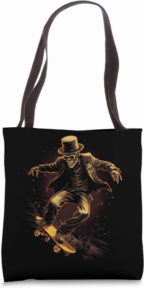 Bigfoot Yeti in elegant Steampunk Disguise on a Skateboard Tote Bag