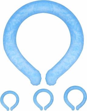 Bigger Ice Ring Neck Coolers for Hot Weather 3Size(S,M,L), Reusable Cooling Neck Ice Pack Wrap, Wearable Portable Neck Cooler Tube for Outdoor Activities Sports Work(Blue)