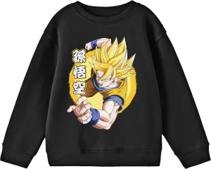Bioworld Dragon Ball Z Son Goku Crew Neck Long Sleeve Youth Black Sweatshirt