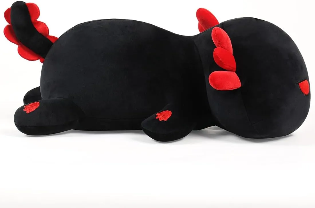 Black Axolotl Plush Pillow Cute and Soft Axolotl Stuffed Animal Kawaii Plushie Toy Great Gift for Kids, 12"