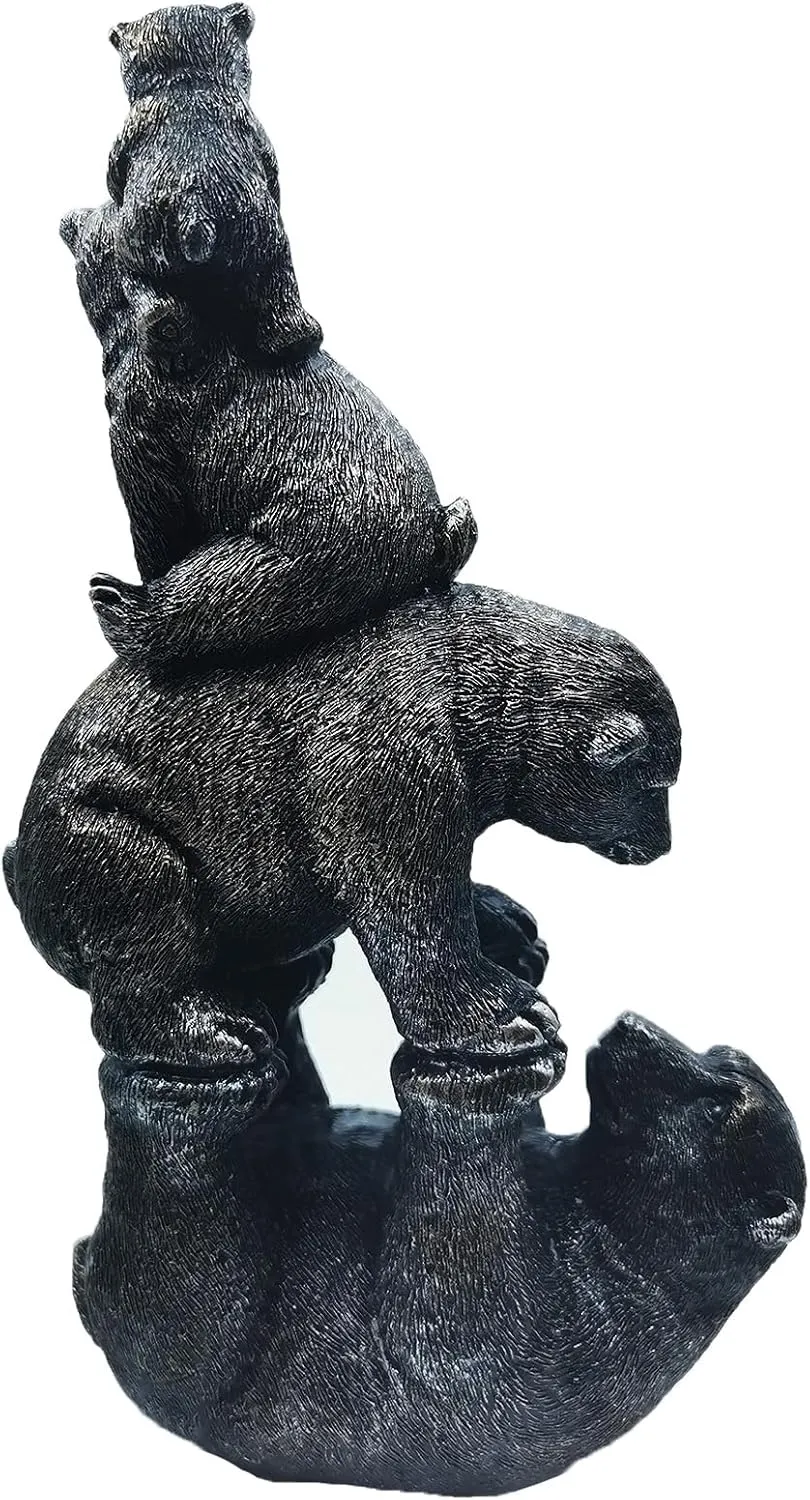 Black Bear Decorations for a Happy Family of Four,Bear Statues for Home,Living Room, Office Desk