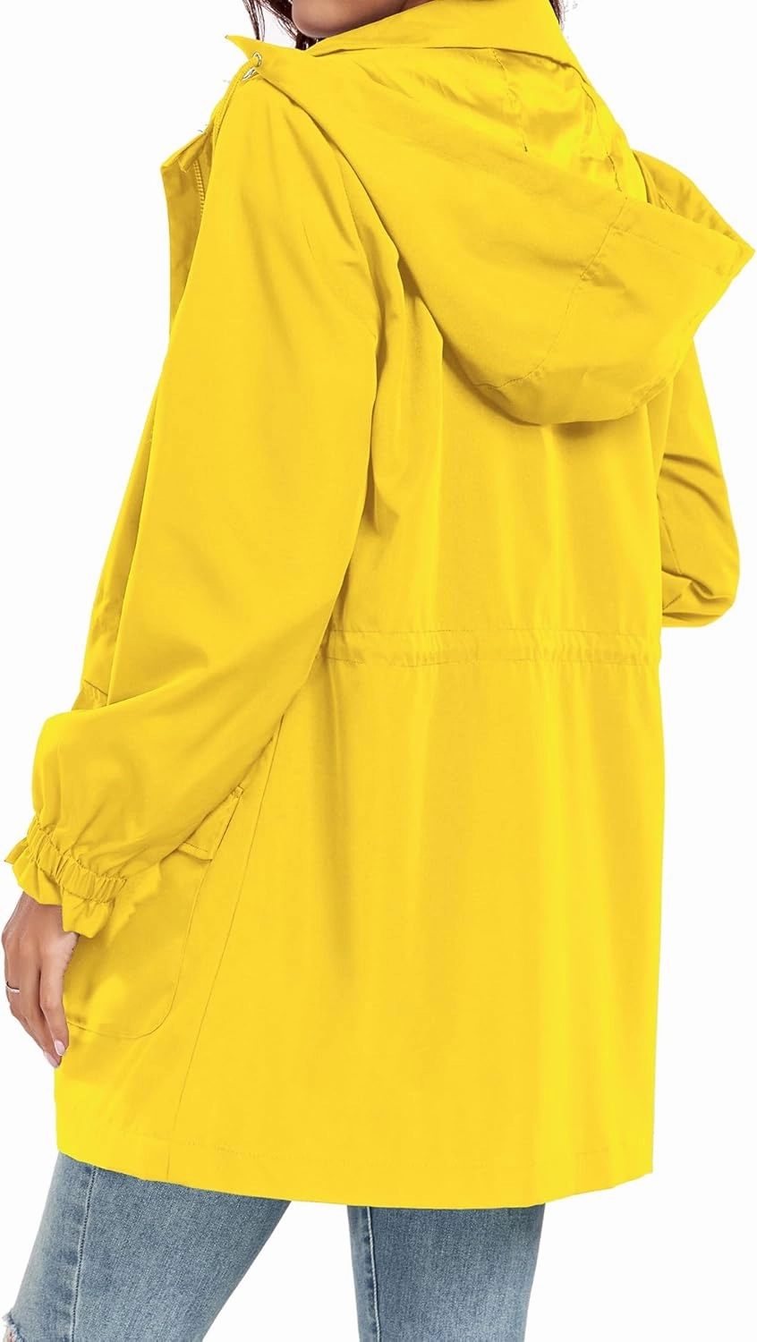 Bloggerlove Women Rain Jacket Waterproof Raincoat with Hood Lightweight Outdoor Windbreaker