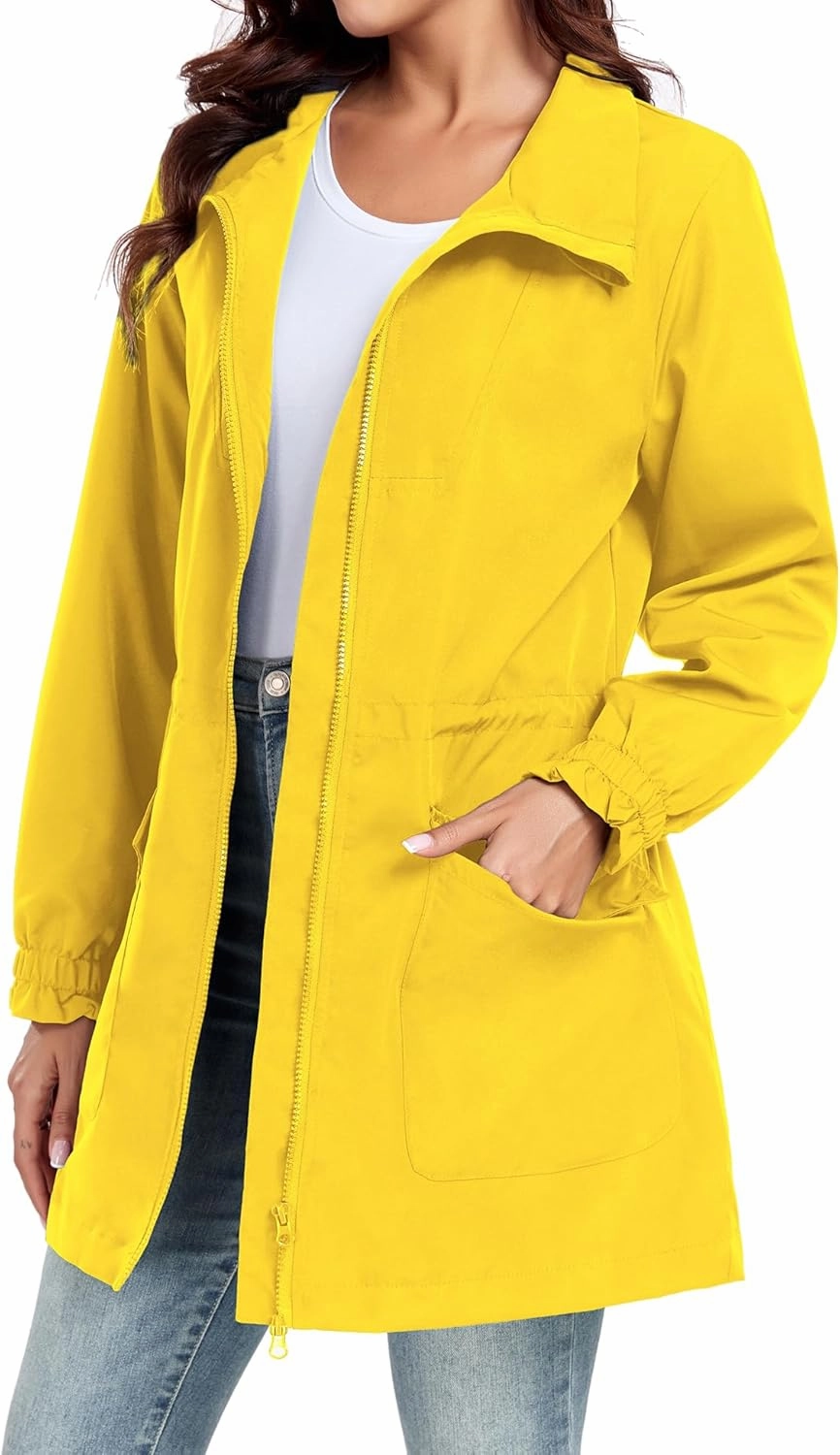 Bloggerlove Women Rain Jacket Waterproof Raincoat with Hood Lightweight Outdoor Windbreaker