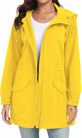Bloggerlove Women Rain Jacket Waterproof Raincoat with Hood Lightweight Outdoor Windbreaker
