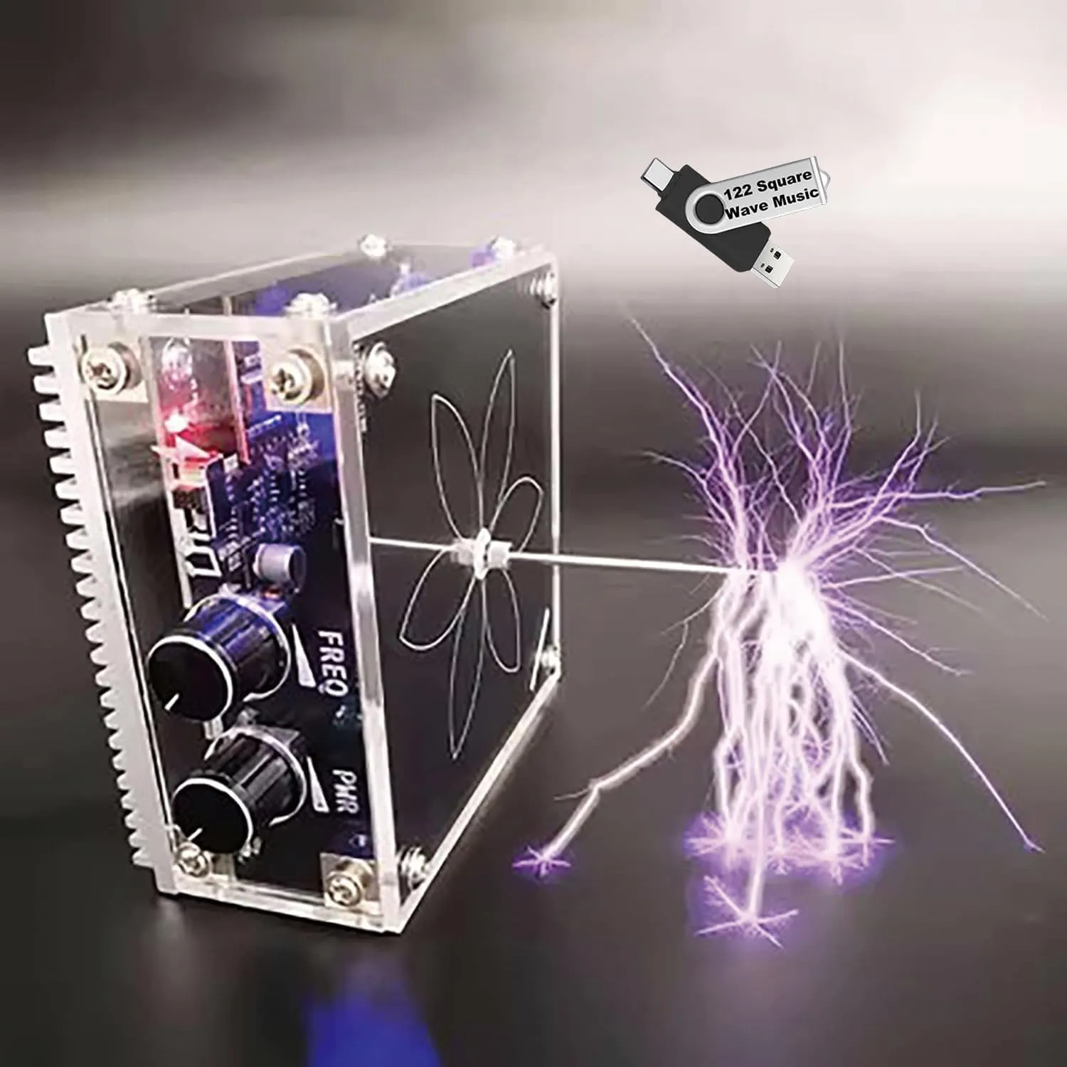 Bluetooth Music Tesla Coil 10 Cm Solid State Touchable Artificial Lightning Arc Plasma Loudspeaker Desktop Toy Electric Power Wireless Transmission Science Teaching Experiment Model
