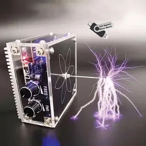Bluetooth Music Tesla Coil 10 Cm Solid State Touchable Artificial Lightning Arc Plasma Loudspeaker Desktop Toy Electric Power Wireless Transmission Science Teaching Experiment Model