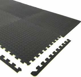Body Sport Interlocking Floor Puzzle Mat, 6 Tiles, 24 x 24 in. Each, 1/2-in. Thick Foam - Home Fitness & Gym Exercise Equipment (Black)