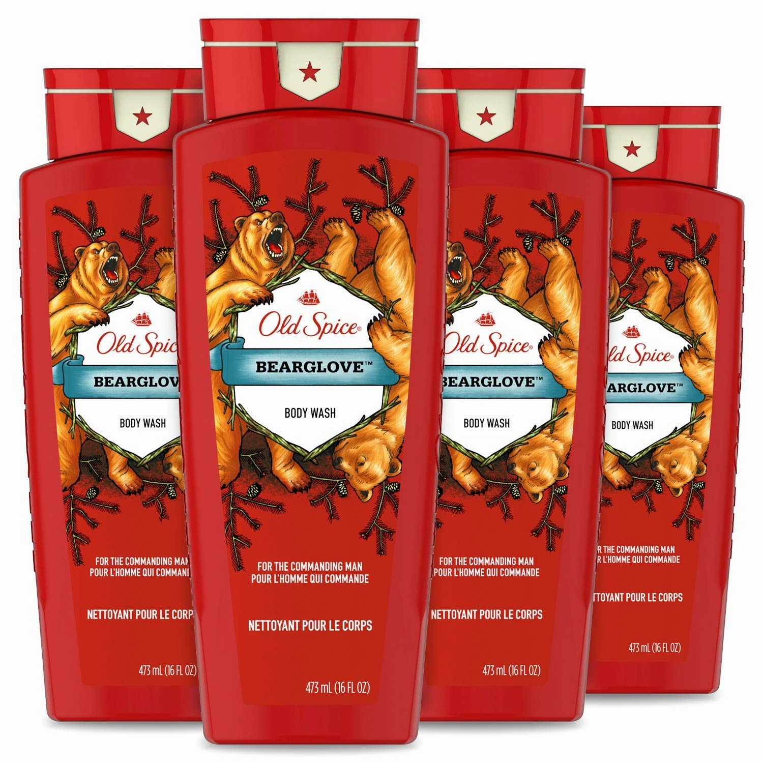 Body Wash for Men by Old Spice, Wild Collection Men's Body Wash, Bearglove, 16 Fl Oz (Pack of 4)