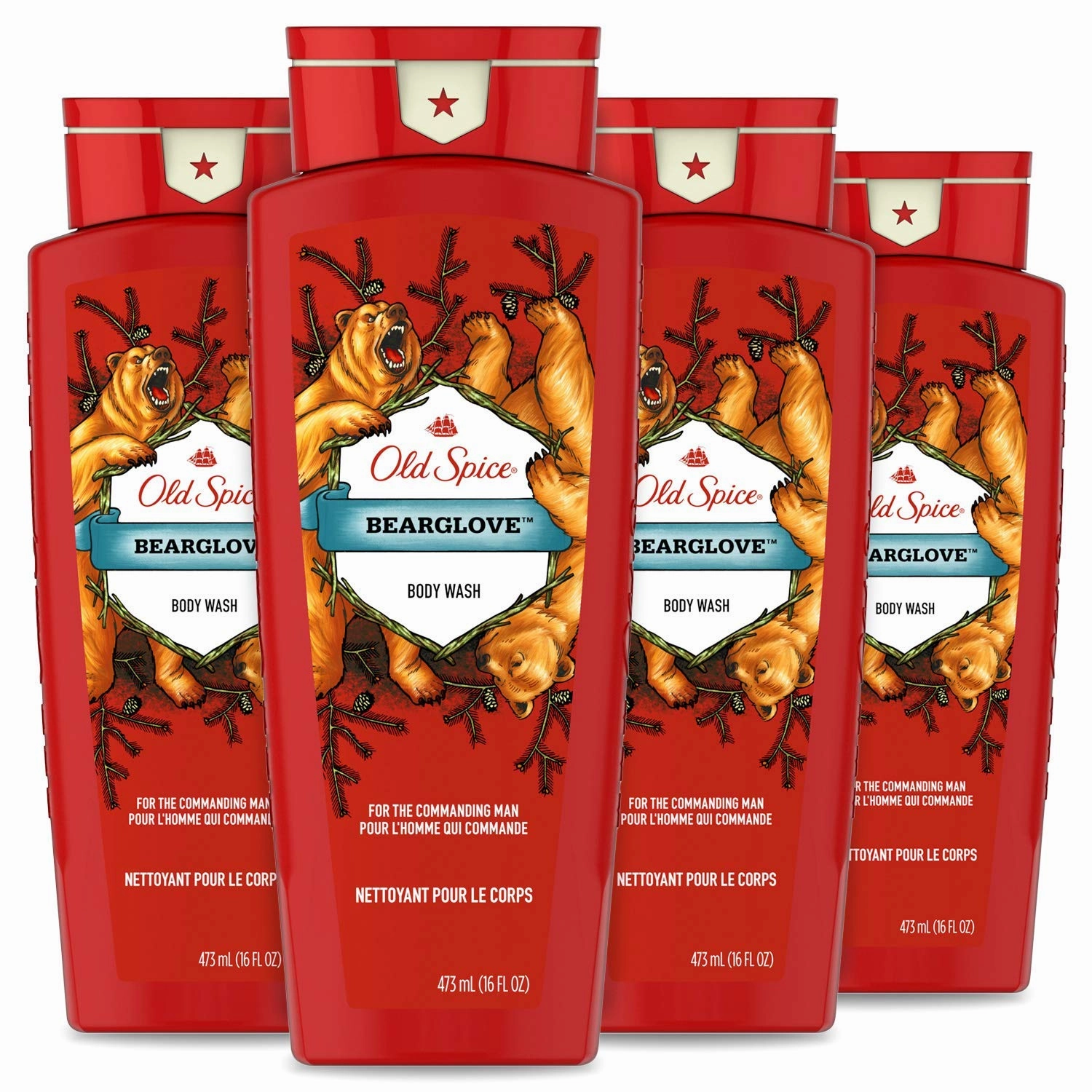 Body Wash for Men by Old Spice, Wild Collection Men's Body Wash, Bearglove, 16 Fl Oz (Pack of 4)