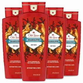 Body Wash for Men by Old Spice, Wild Collection Men's Body Wash, Bearglove, 16 Fl Oz (Pack of 4)