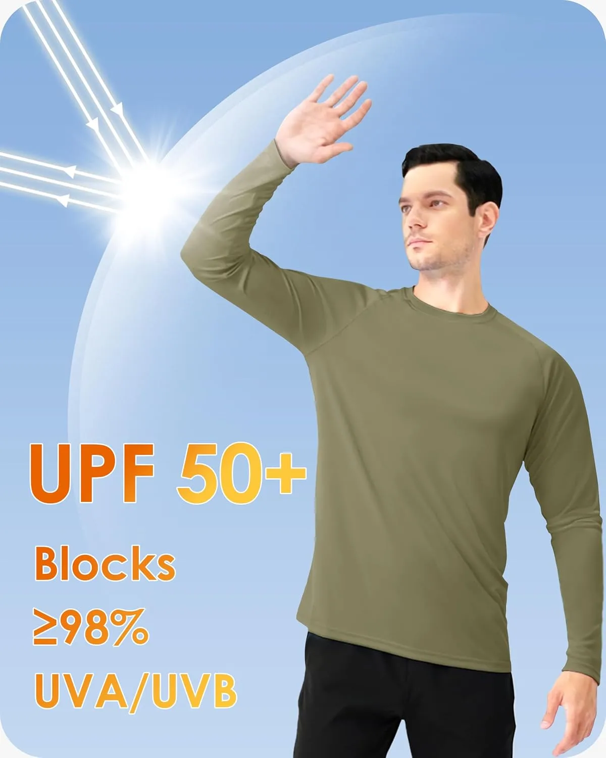 Boladeci Men's UPF 50  Sun Protection UV SPF Shirts Long Sleeve Lightweight Quick Dry Swim T-Shirts Rash Guard
