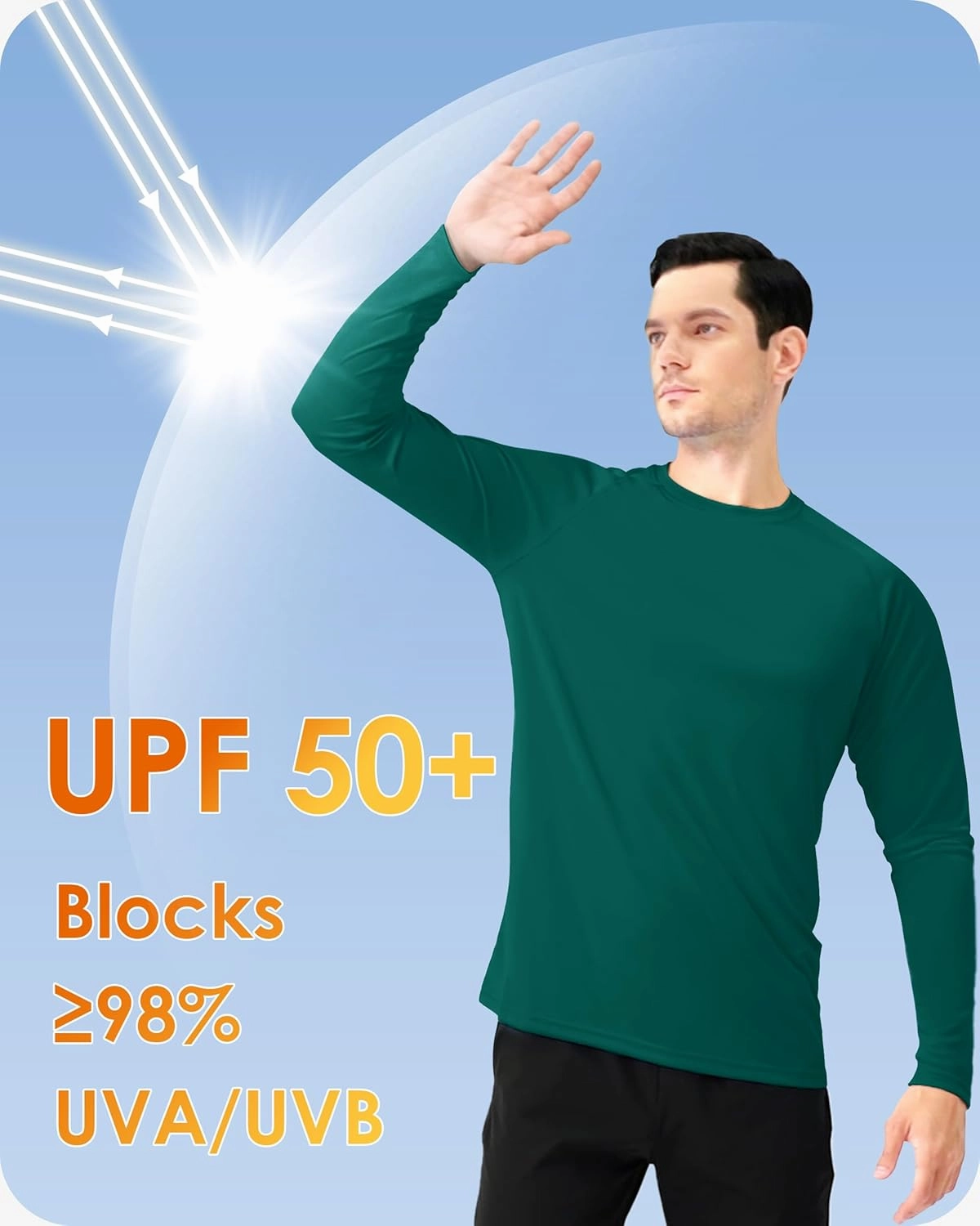 Boladeci Men's UPF 50  Sun Protection UV SPF Shirts Long Sleeve Lightweight Quick Dry Swim T-Shirts Rash Guard