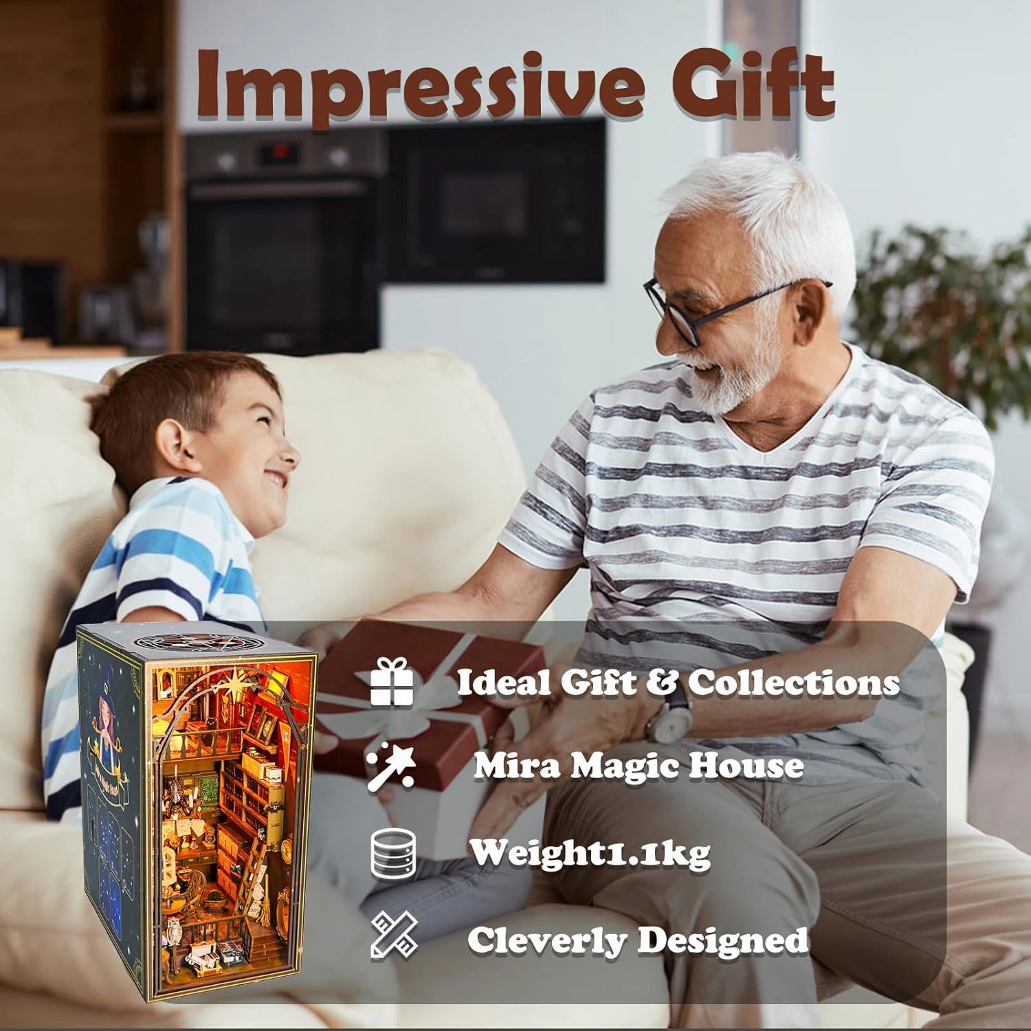 Book Nook Kit for Adults, DIY Dollhouse Booknook, 3D Wooden Puzzle, DIY Miniature Dollhouse Kit with Led Light for Adults Teens 14 , Decor Crafts for Friends Gifts