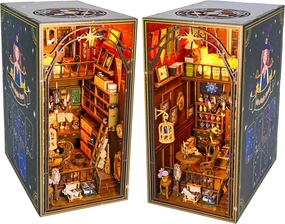 Book Nook Kit for Adults, DIY Dollhouse Booknook, 3D Wooden Puzzle, DIY Miniature Dollhouse Kit with Led Light for Adults Teens 14 , Decor Crafts for Friends Gifts