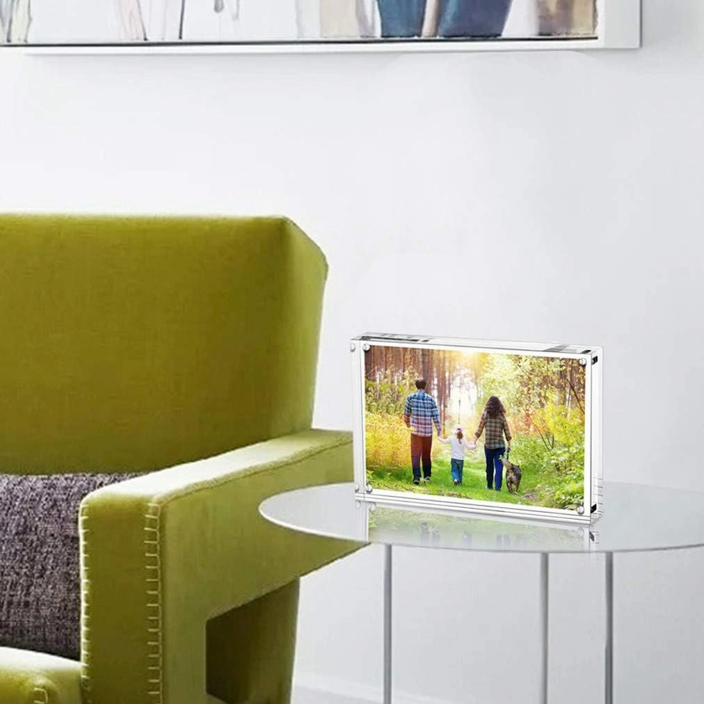 Boxalls 3.5x5 Inches Acrylic Picture Frames- 3 Pack, Desktop Frameless Photo Frames with Magnetic, Double Sided Transparent (3 Pack)
