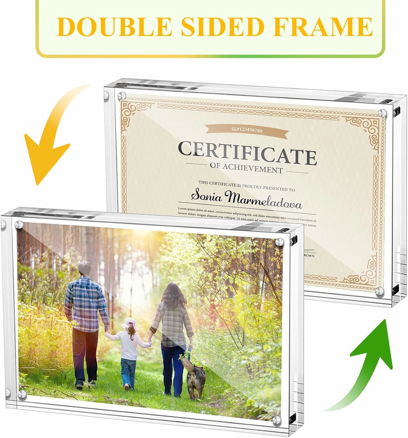 Boxalls 3.5x5 Inches Acrylic Picture Frames- 3 Pack, Desktop Frameless Photo Frames with Magnetic, Double Sided Transparent (3 Pack)