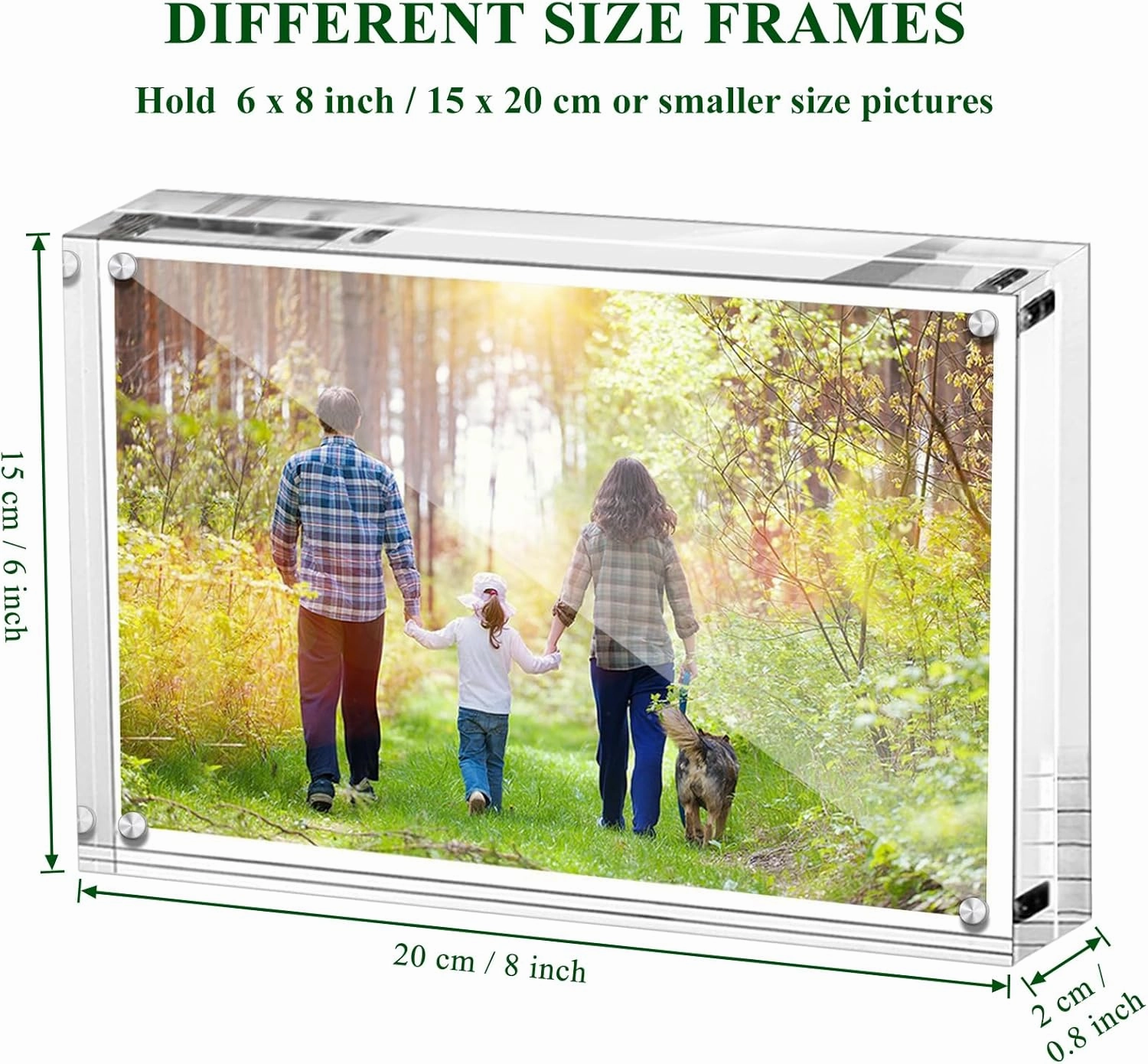 Boxalls 6x8 Inches Acrylic Picture Frames - 5 Pack, Clear Frameless 6x8 Photo Frames with Magnetic, Double Sided Transparent Desktop Frame(5 Pack)