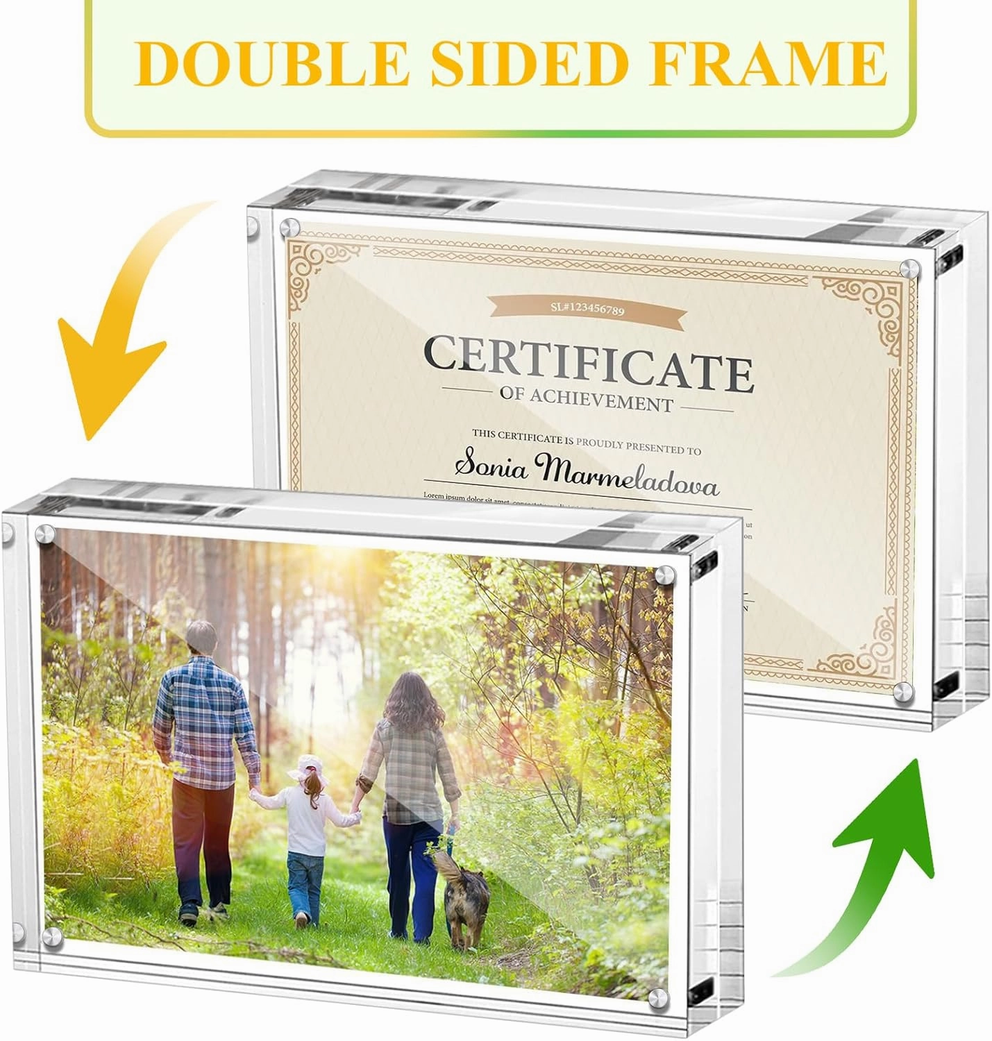Boxalls 6x8 Inches Acrylic Picture Frames - 5 Pack, Clear Frameless 6x8 Photo Frames with Magnetic, Double Sided Transparent Desktop Frame(5 Pack)