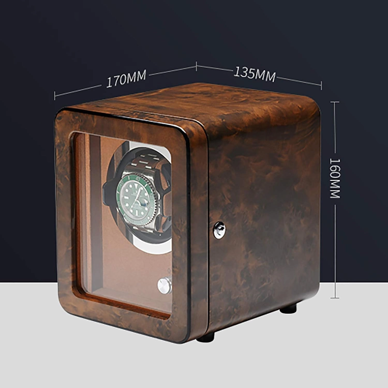 Brown Wooden Watch Shaker Mechanical Watch Automatic Winding Device with Access Control Home Watch Winder High Gloss Paint Watch Storage Box Quiet and Well Operated