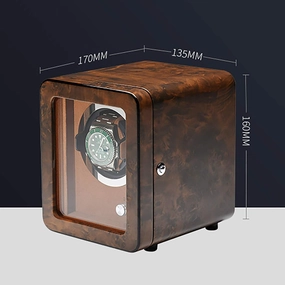 Brown Wooden Watch Shaker Mechanical Watch Automatic Winding Device with Access Control Home Watch Winder High Gloss Paint Watch Storage Box Quiet and Well Operated