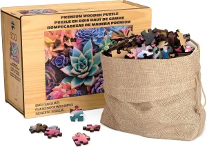 Buffalo Games - Simple Succulent Wood Puzzle - Standard Cut Jigsaw Pieces - 500 Piece Jigsaw Puzzle - Ages 14 and Up