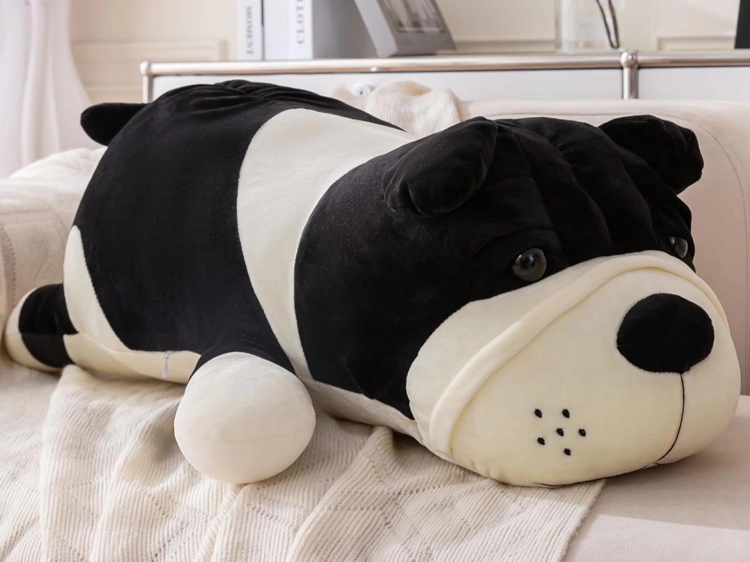 Bulldog Plush Toy - Jumbo Stuffed Animal Dog 31.4 Inch,Ultra Soft Cuddle Pillow for Kids Adults,Black Bulldog Gift for Boys Girls (Black 80cm)