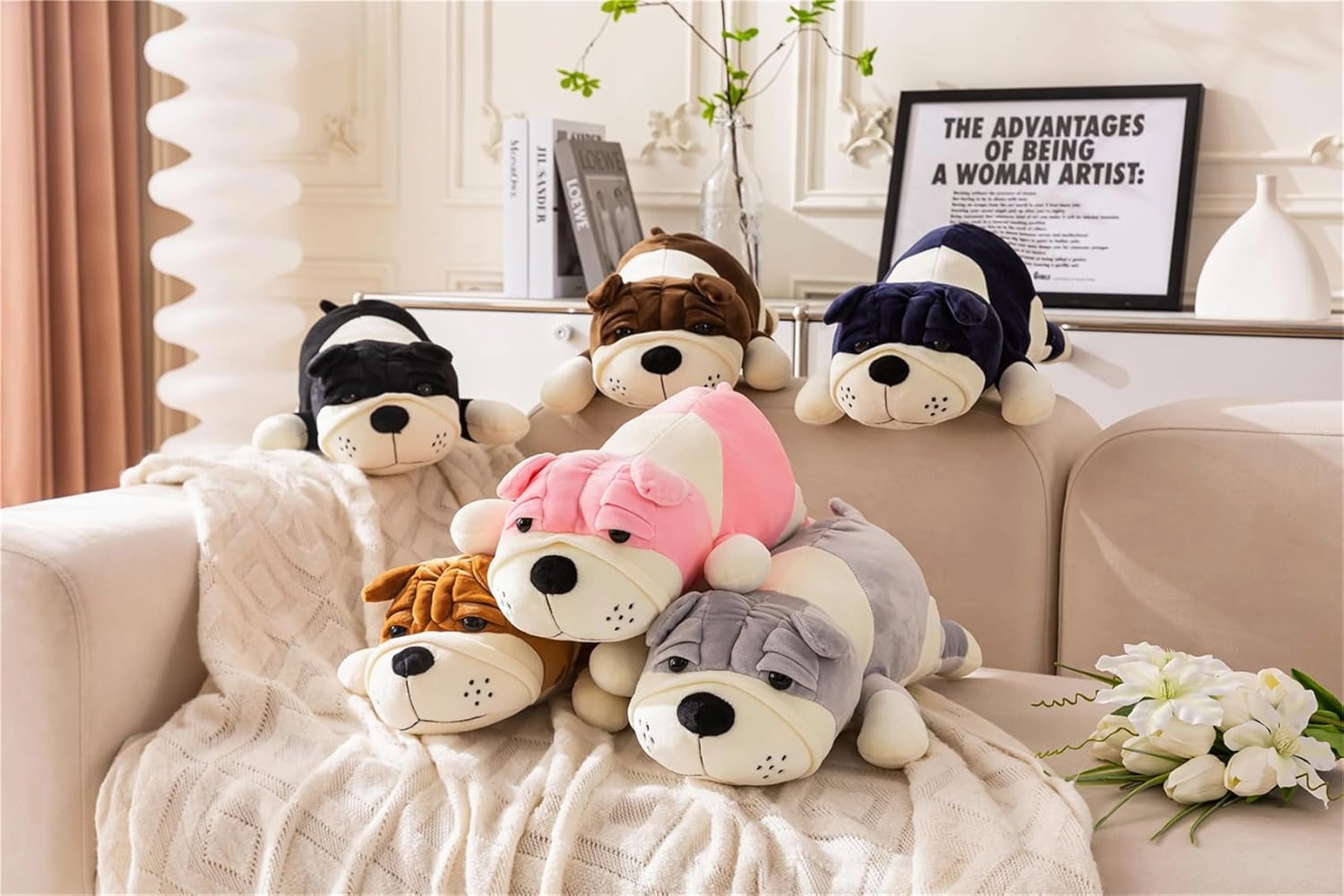 Bulldog Plush Toy - Jumbo Stuffed Animal Dog 31.4 Inch,Ultra Soft Cuddle Pillow for Kids Adults,Black Bulldog Gift for Boys Girls (Black 80cm)