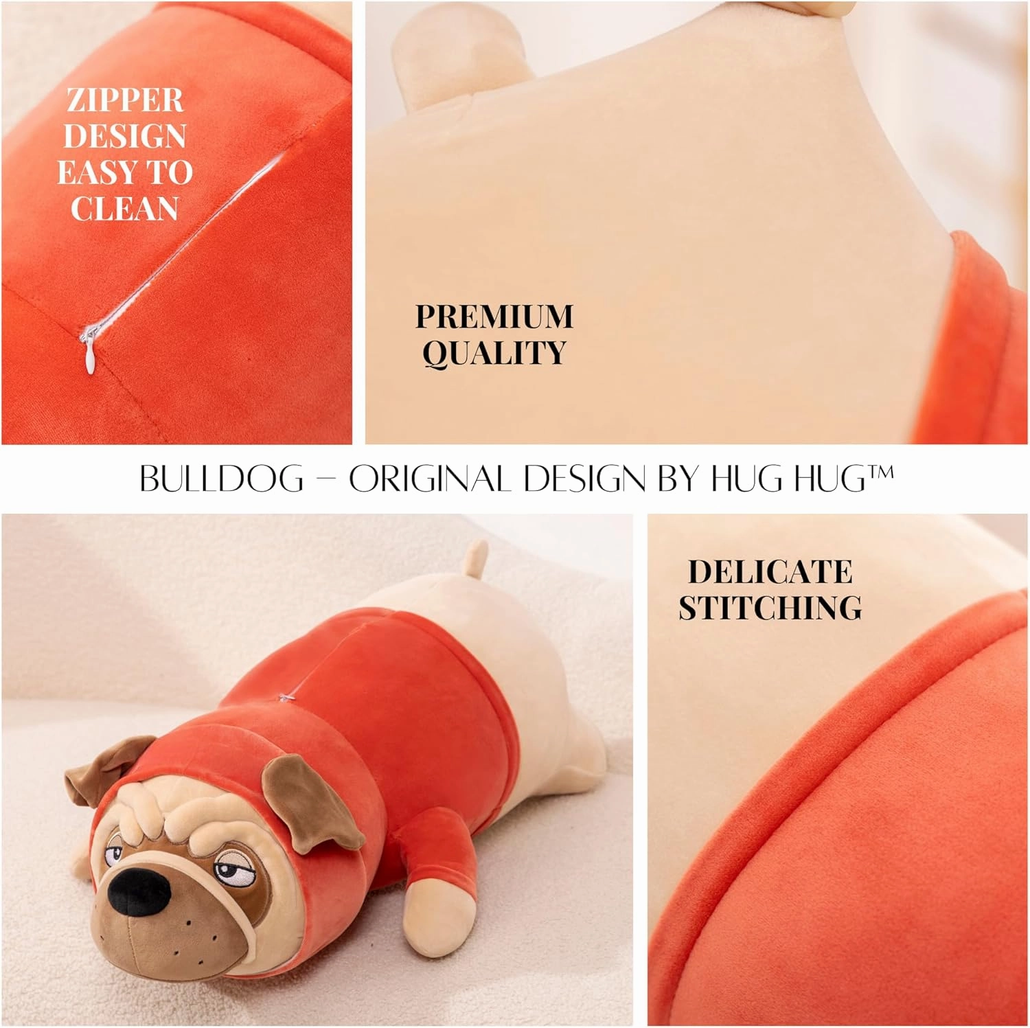 Bulldog Soft Stuffed Animal, Squishy Plush Toy, for Anxiety, Emotional Support, for Kids, Girl, Adults, Girlfriend, Birthday Gift, Bed & Room Décor (14 Inch)