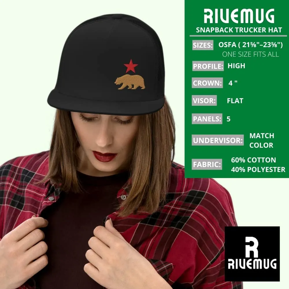California Rep Your State Trucker Hat High Crown Flat Bill Snapback Hat Mesh Baseball Cap for Men and Women