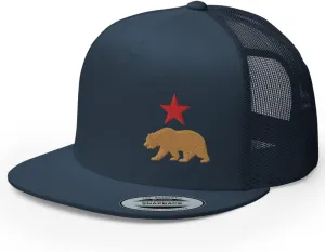 California Rep Your State Trucker Hat High Crown Flat Bill Snapback Hat Mesh Baseball Cap for Men and Women