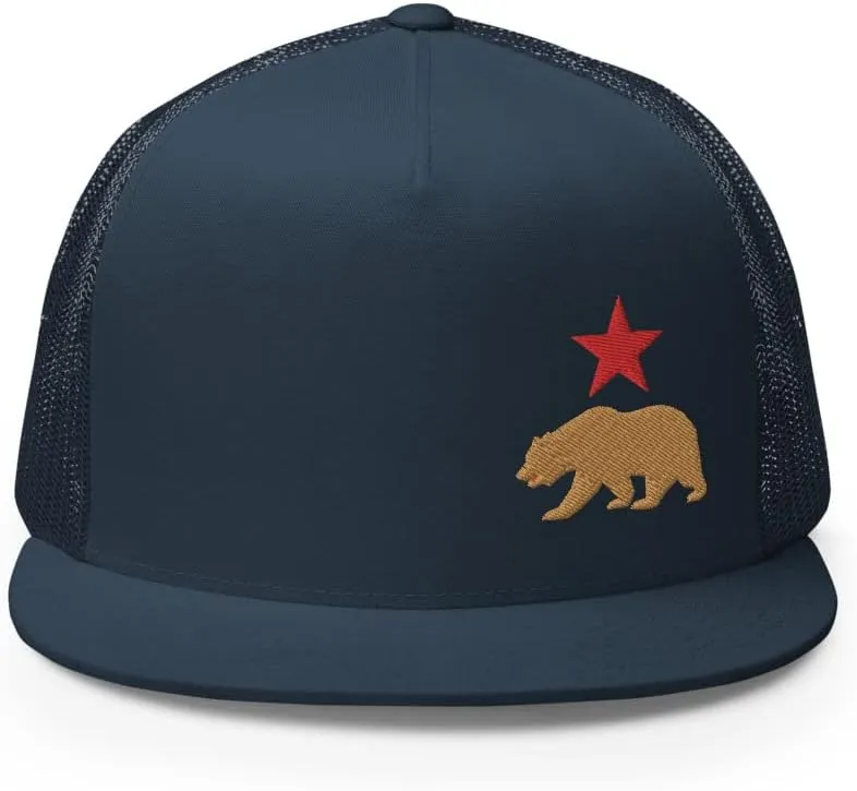 California Rep Your State Trucker Hat High Crown Flat Bill Snapback Hat Mesh Baseball Cap for Men and Women