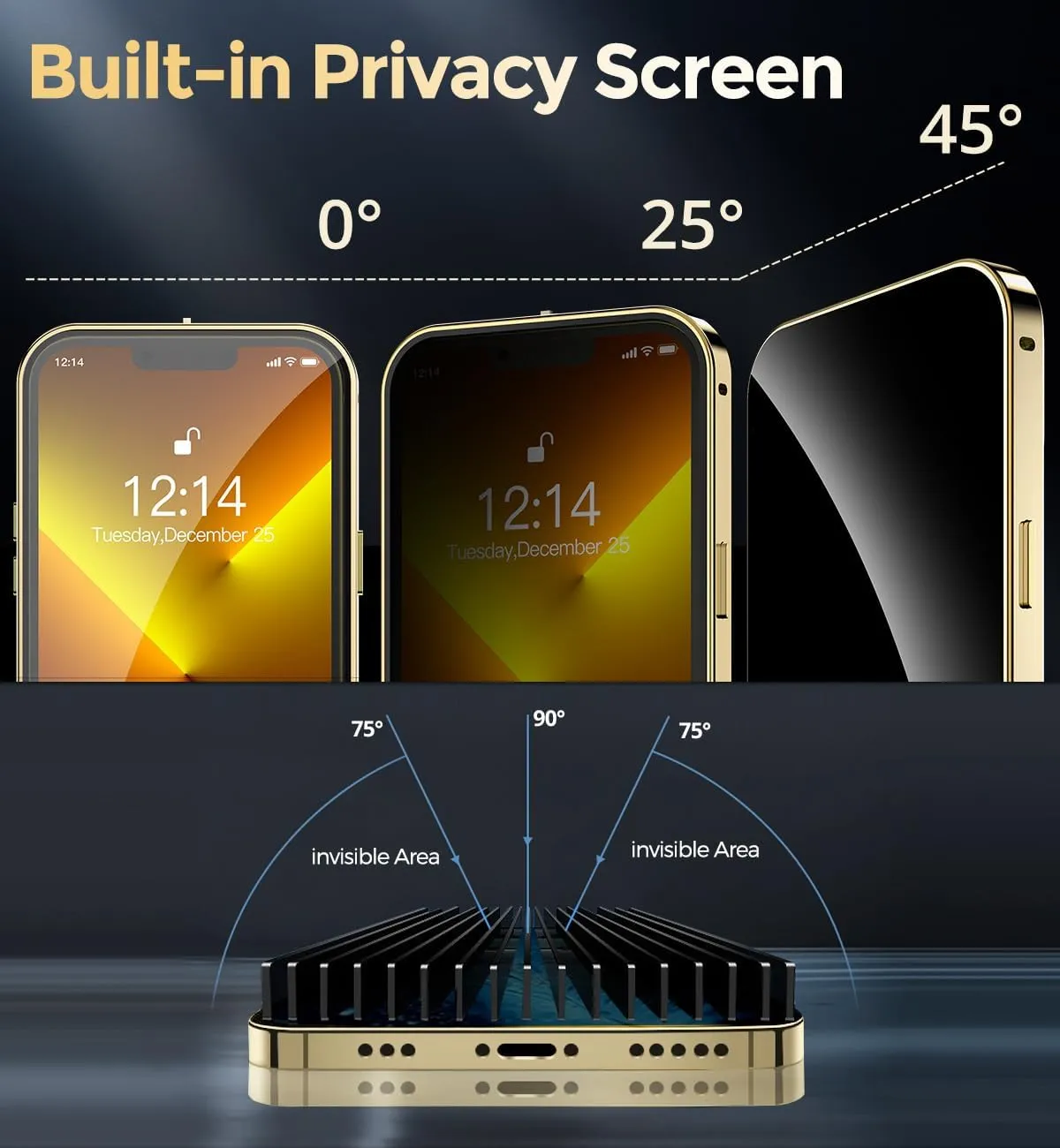 [Camera Invisible Stand & Slide Pop-up Lock Magnetic Privacy Case for iPhone 13 Pro [Compatible with MagSafe] [Full Lens Protection Invisible Kickstand] Full Body Metal Bumper Cover-Gold