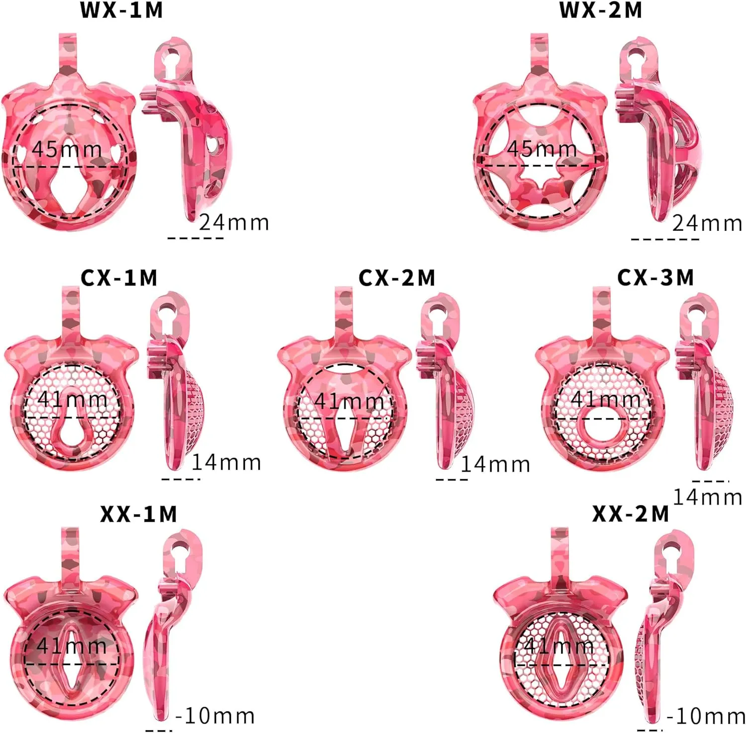 Camouflage Inverted Concave Men's Honeycomb Breathable Protection Cage with 4 Fixed Arc Rings (43mm/46mm/49mm/51mm) (WX-1M)